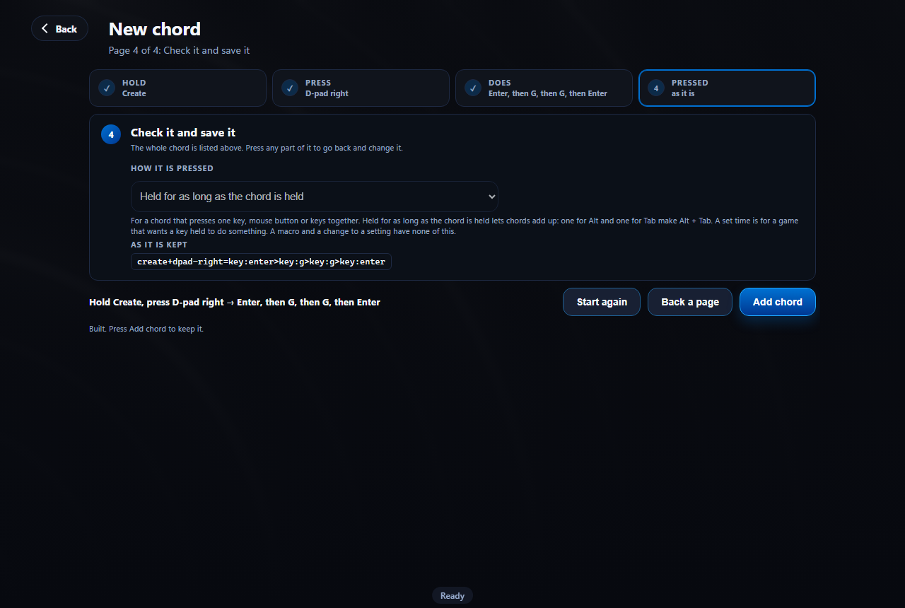 The chord builder: hold, then press, to do this