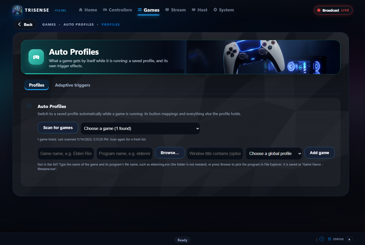 Game profiles