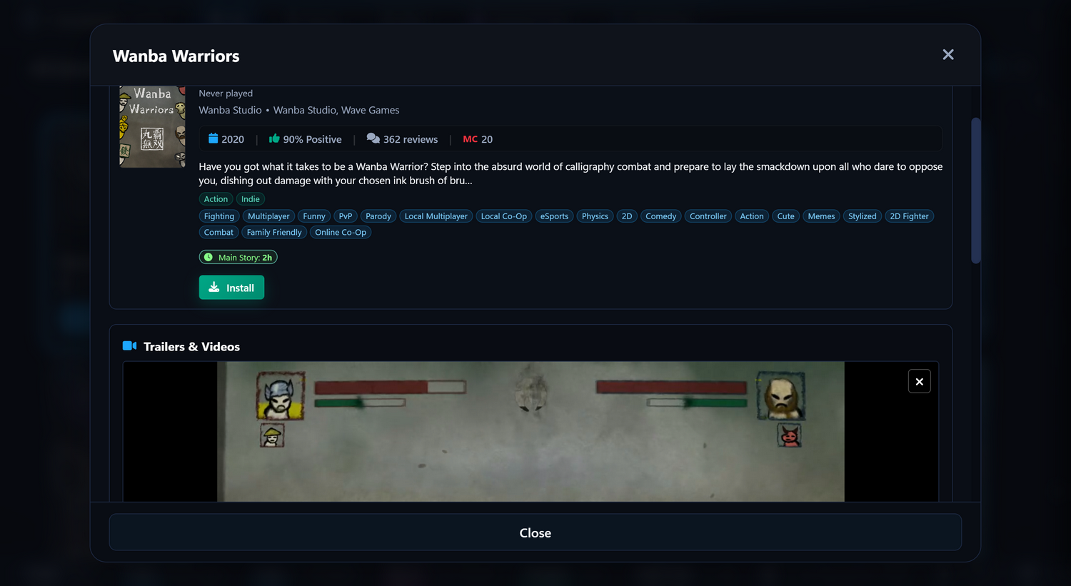A game in the games overlay